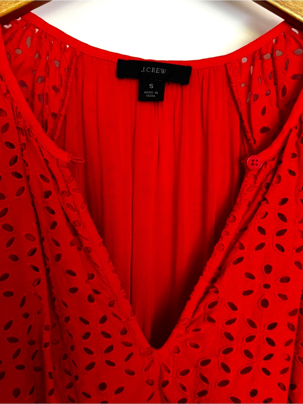 J.Crew Red Cotton Eyelet A-Line Mindi Dress Size Small